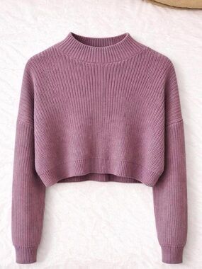 Nasty Gal Lilac Cropped Sweater Size S